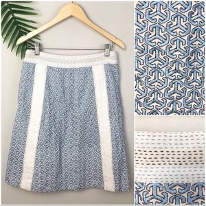 Tory Burch Mosaic Embroidered Linen Skirt - 6